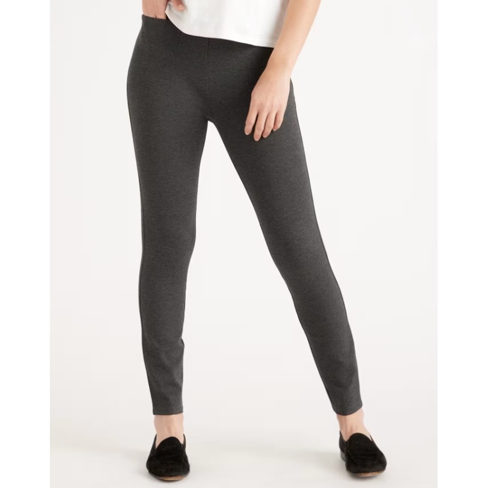 Quince Womens Ultra Stretch Ponte Skinny Pants Pull On High Waist Charcoal Large